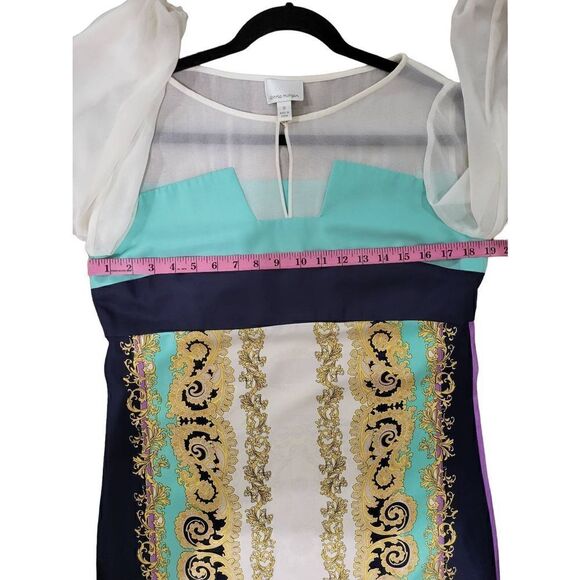 Donna Morgan‎ multi-colored dress with sheer neck and sleeves - Picture 6 of 6